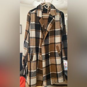Plaid pea coat